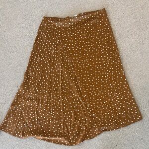 Vince Brown Tan Asymmetrical A-Line Midi Skirt